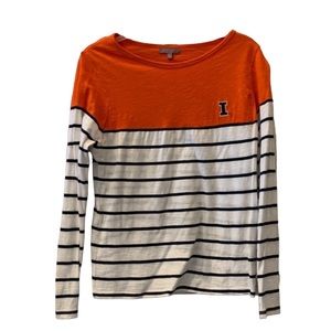 UG APPAREL ‎Fighting Illini Stripe NCAA Orange Blue Shirt size Small